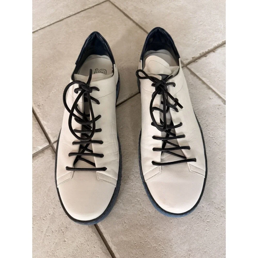 UNTAMED STREET HAYES Men’s 45 White Blue Leather Sneakers Made in Italy